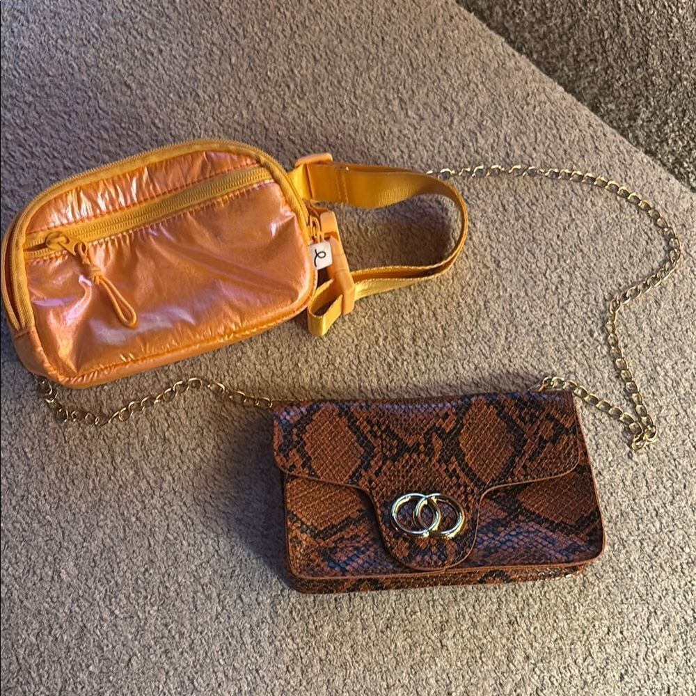 NWOT Stylish Orange and Brown Women's Bag Set